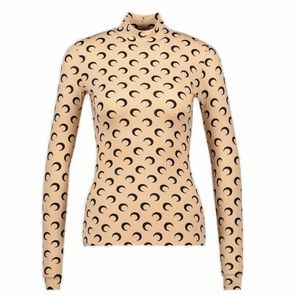 Marine Serre Crescent Moon Printed Long Sleeve Turtleneck